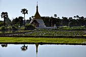 Inwa, Myanmar - road to the broad to the bagaya kyaung wood monastery,inwaagaya kyaung wood monastery 